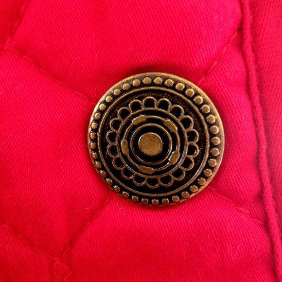 Denim & Co Reversible Quilted Jacket With Floral Print & Solid Red Design Button - Picture 9 of 16